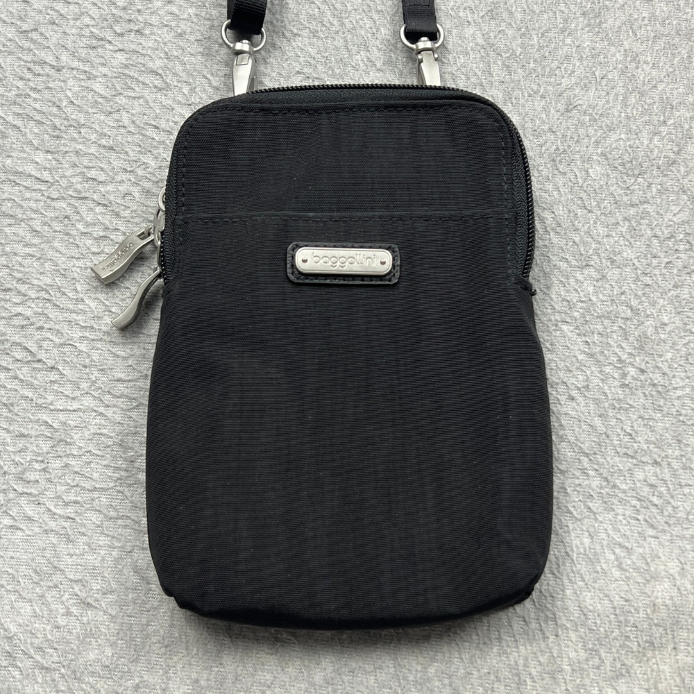 baggallini Take Two RFID Bryant Crossbody Bag Small Black Pouch Travel Zip Purse